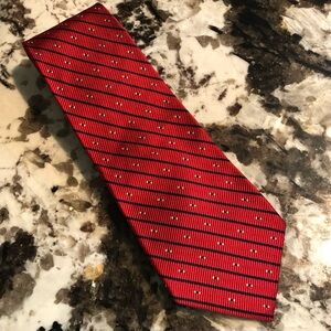 Repp Stripe Tommy Hilfiger Tie Red Blue White - All Silk - Made in USA